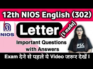 Nios class 12 English Letter Writing most Important Questions with Answers 5 marks