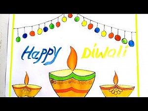 Simple Diwali Art for Beginners | Beautiful Oil Lamp (Diya) Drawing Tutorial| step by step tutorial