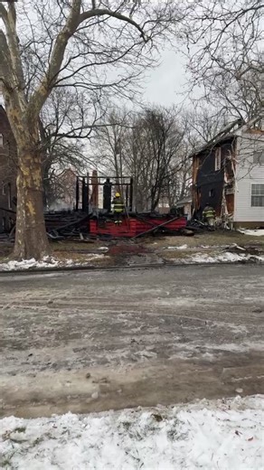 An early Friday fire along East 114th Street in Cleveland displaced eight people. Read more here: https://fox8.com/news/flames-engulf-two-homes-early-friday-morning/ | Fox 8 News