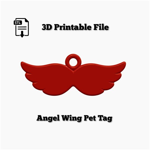 Angel Wing Pet Tag STL File | Custom Dog Cat ID Memorial (digital Download) - Etsy