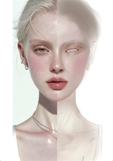 how to draw a face to stick it on the neck of your fashion digital illustration 's model ..#shorts