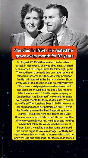 She died in 1964 - He visited her grave every month for 32 years. #shorts #lovestory #hollywood