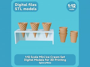 Digital Files - 1:12 Miniature Ice Cream Set - Models for 3D Printing (STL Files) - Etsy