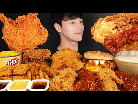 ASMR MUKBANG KFC FRIED CHICKEN & BURGER & FRENCH FRIES & CHICKEN NUGGETS! KFC MUKBANG