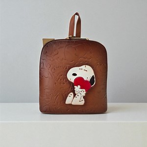 Snoopy Brown Backpack With Heart – Peanuts Style Leather Bag - Etsy