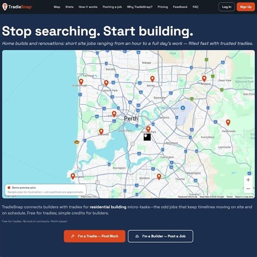 See Live Perth Tradie Jobs — TradieSnap Map Walkthrough