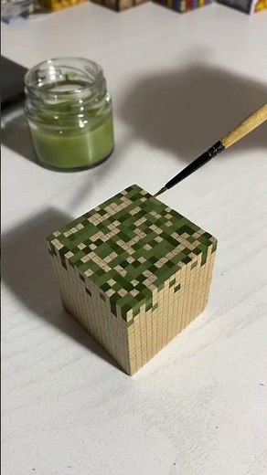 painting a REAL Minecraft Grass block #gaming
