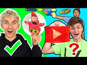 PANCAKE ART CHALLENGE!! DIY NERF SPONGEBOB & HOVERBOARD