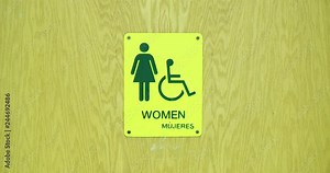 Women's Bathroom Sign at School Handicap Accessible Handheld
