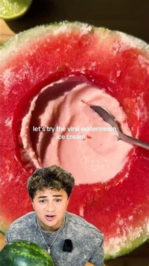 I made Ice Cream from FROZEN Watermelon!! 😱 #shorts #frozenwatermelon #watermelonicecream