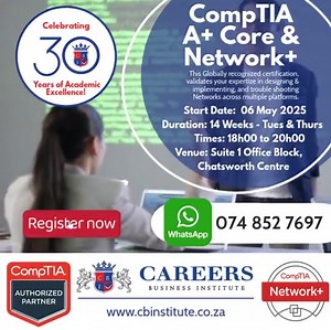 Anyone can Study IT. CompTIA A+ Core & Network+ Part time classes are...