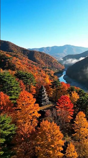 구미 금오산 4K 드론! 가을 단풍으로 물든 비경 🍁