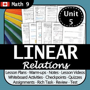 BC Math 9 Linear Relations Unit | No Prep! Differentiated, Engaging, Authentic!