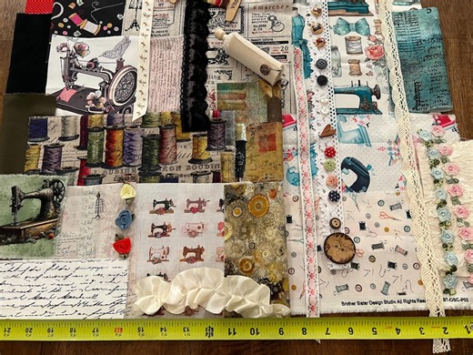 Fabric Kit Theme SEWING Slow Stitch, Collage, and Junk Journaling. - Etsy
