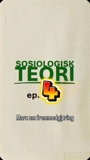 Føler du deg som et lite tannhjul i maskineriet? Marx kaller det fremmedgjøring – når din evne til å skape blir et middel for andres rikdom. Vi mennesker skiller oss fra dyr fordi vi kan forestille oss noe og skape det. Men under kapitalismen mister vi kontrollen: Du eier ikke produktene du lager, styrer ikke arbeidsprosessen, konkurrerer mot kollegaene – og mister kontakten med det som gjør deg menneskelig. Din dypeste kvalitet blir redusert til overlevelse. Hva tenker du om fremmedgjøring i di