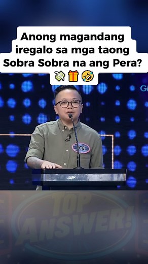 957K views · 3.6K reactions | Anong magandang iregalo sa mga taong Sobra Sobra na ang Pera? 藍 #TopAnswer #FamilyFeudPH #Reelsph #TikTokPH #fouryoupage #fypシ゚viralシfypシ゚viralシalシ | Top Answer | Facebook