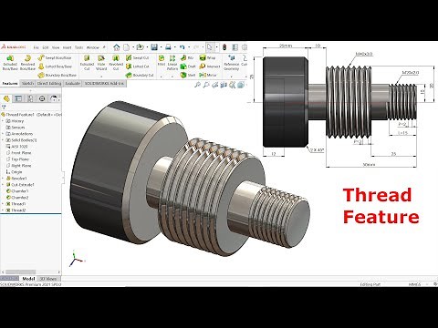 SolidWorks Tutorial Thread Feature (Trim with start Face and Trim with End Face)