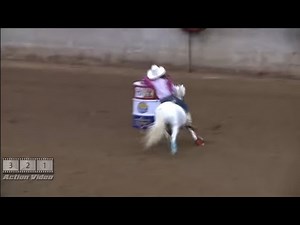 Cute little Girl Running Barrels on a little horse All American Bareback and surprise