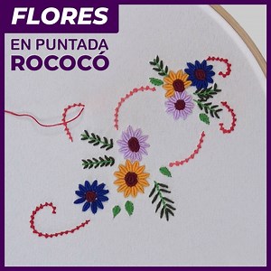 💮 ¡Hola! En este video, cómo hacer un borde decorativo con flores en puntada rococó. | Artesd'Olga