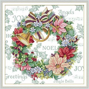 Counted and Stamped Joy Sunday Cross Stitch Kits 14/16/11/9CT Holiday Wreath Flower Pattern Needlecraft Handmade Embroidery - Etsy