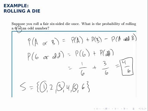 Probability Example: Rolling a Die (OR with disjoint events)