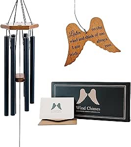 Memorial Wind Chimes for Loss of Loved One, 30" Angel Wing Windchimes Sympathy Gifts for Loss of Loved one, Sympathy Wind Chimes Memorial Gifts for Loss of Mother Father Funeral Gifts Condolence.
