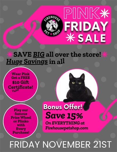 🩷PINK FRIDAY is just days away! This is one event you will kick yourself for missing! 🩷Wear ANYTHING Pink and get a FREE $10 Gift Certificate (good for your next visit) 🩷This is one HUGE SALE with items reduced wall to wall in all areas of the shop! Save BIG! 🩷Spin our famous prize wheel or our new GIANT Plinko game with every purchase!! These aren't cheapy prizes either! 🩷Can't make it in? Save 15% on ALL PURCHASES made on November 21st! (Sorry, not valid on subscriptions) THIS WAS OUR BIG