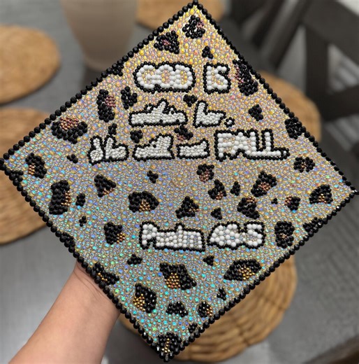 Rhinestone Graduation Cap Topper 2026 | Cheetah Print, Bible Verse - Etsy