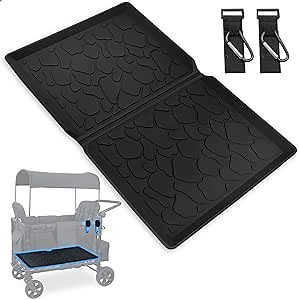 All Weather Mat for W2 Series, 30x16 inch Foldable Silicone Stroller Wagon Floor Insert Pad with Two Hooks
