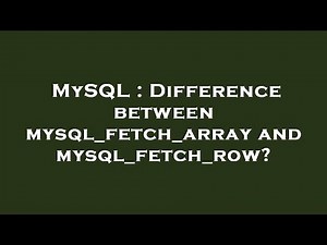 MySQL : Difference between mysql_fetch_array and mysql_fetch_row?