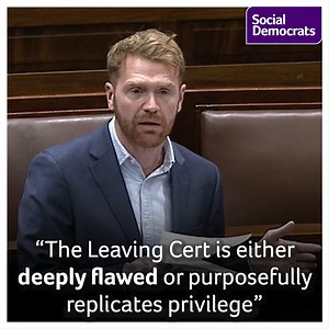 The #LeavingCert is either deeply flawed or a system that purposefully replicates privilege. It is a postcode lottery - with the most affluent areas in Ireland heavily advantaged. To ensure equality of opportunity, the Leaving Cert must be reformed. Gary Gannon TD #HybridLC2022 #Education | Social Democrats