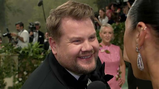 James Corden jokes that he spends his Met Galas "explaining to people what bread is," and reveals he had to switch shoes last minute because he tore a ligament in his foot. | Entertainment Tonight