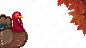happy thanksgiving day animation with turkey