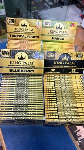 "Hemp or Flavor? Why choose? 😉 We have the full lineup of King Palm King Size Hemp Rolling Papers in stock! Natural, Mango, Blueberry, and Tropical Fruits. Which pack is making it into your collection today? 👑 #KingPalmPapers #RollYourOwn #HempLife #NewStock" | Smokers Den Blackburn