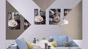 YUANAND Coffee Bean Coffee Cup Wall Decor - Kitchen Pictures - Canvas Wall Art - Framed Posters - Dining Room Decor