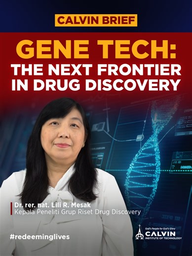 𝗚𝗲𝗻𝗲 𝗧𝗲𝗰𝗵: 𝗧𝗵𝗲 𝗡𝗲𝘅𝘁 𝗙𝗿𝗼𝗻𝘁𝗶𝗲𝗿 𝗶𝗻 𝗗𝗿𝘂𝗴 𝗗𝗶𝘀𝗰𝗼𝘃𝗲𝗿𝘆 🧬 Teknologi gen menjadi kunci dalam menjawab tantangan penyakit yang belum memiliki solusi efektif. Di Program Biomedical Science, Calvin Institute of Technology (CIT), Gene Tech dipelajari sebagai fondasi inovasi penemuan obat modern. Dalam Calvin Brief kali ini, kita membahas: ⚡ Peran teknologi gen dalam dunia kesehatan ⚡ DNA rekombinan & CRISPR-Cas dalam drug discovery ⚡ Produksi obat modern: dari insulin hi