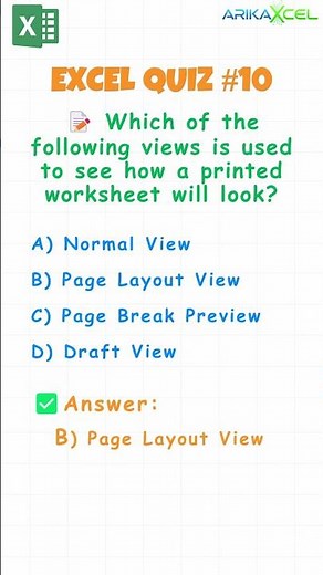 Excel Quiz Challenge # 10 | Multiple Choice Questions | Tips & Tricks | Excel Test | #excel #Shorts