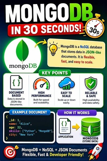 MongoDB in 30 Seconds 🔥 | Beginner Friendly NoSQL Database Explained #techshorts