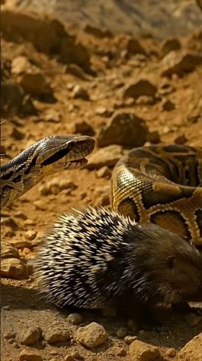 Will the snake successfully catch the porcupine?サバンナで最も危険な対決아프리카 초원의 가장 치명적인 대결! #porcupine #python