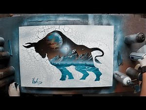 Taurus - SPRAY PAINT ART - by Skech (Glow In The Dark )