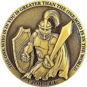 Armor of Faith Challenge Coin – 1.57"" Dual-Sided Inspirational Christian Coin with Bible Verses