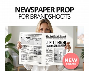 Real Estate Newspaper Prop Template, Large Newspaper Announcement, Custom Newspaper for Branding Photoshoot, Instant Download, Canva - Etsy