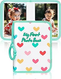 Baby Photo Book Holds 21 4x6 Photos, My First Photo Book for Baby or Toddlers, Love" Baby Photo Album Soft Cloth Family Book, Cute Book Gift for Babies Shower Newborns Family Photos (Green)