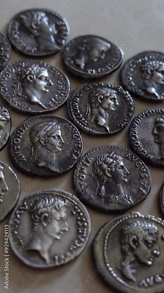 Vertical Video of Ancient Roman Coins