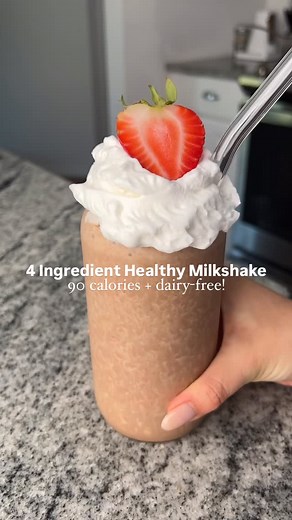 Samantha Russo on Instagram: "comment “MILKSHAKE” and I’ll DM you this recipe! 4 INGREDIENT HEALTHY MILKSHAKE is light, creamy, and soooo satisfying! 🥤 it’s even dairy-free, low in sugar, and only 90 CALORIES. there’s no banana involved and it comes together in just a few minutes - perfect when you’re craving something sweet, yet HEALTHY! here’s what you’ll need to make it: · ice · milk (I used almond milk) · maple syrup (or any liquid sweetener) · cocoa powder comment “MILKSHAKE” or “RECIPE” a