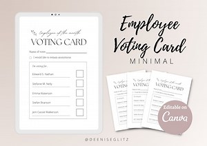 Employee of the Month Voting Card: Minimalist Ballot (editable Canva Template) - Etsy