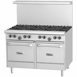 Garland G48-6G12LL Natural Gas 6 Burner 48" Range with 12" Griddle and 2 Space Saver Ovens - 280,000 BTU