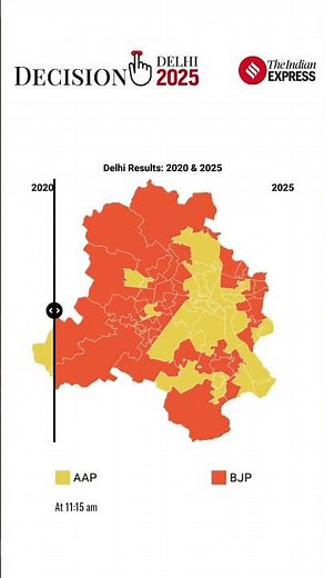 Delhi Election Results: See How the 2025 Map Stacks Up Against 2020 as of 11:15 AM