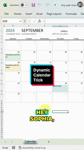 How she impressed her boss with this little Dynamic Calendar trick😉 #excel #spreadsheet #exceltips #exceltricks