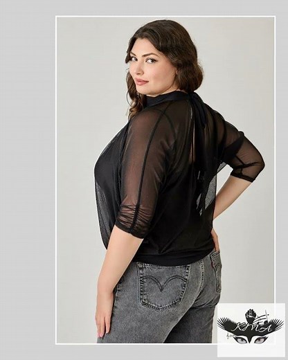 Plus Size Draped Mesh Top With Tank